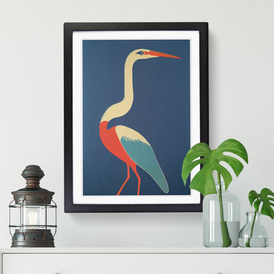 Anjay Heron Bird In Abstract Vol.2 - Picture Frame Print