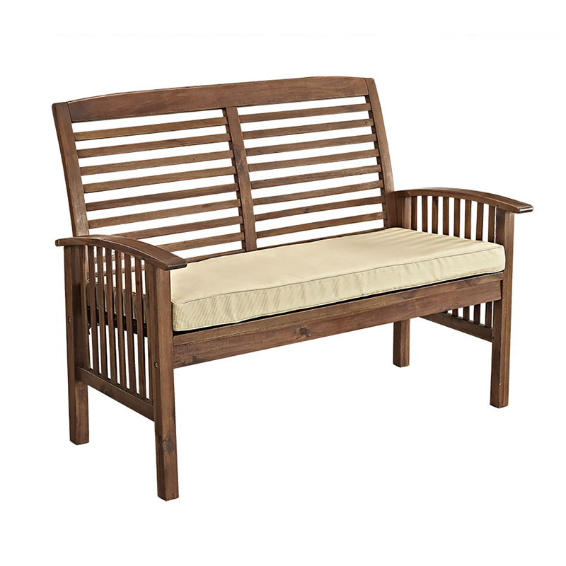 48'' Wide Rectangle Acacia Loveseat with Cushions, Dark Brown