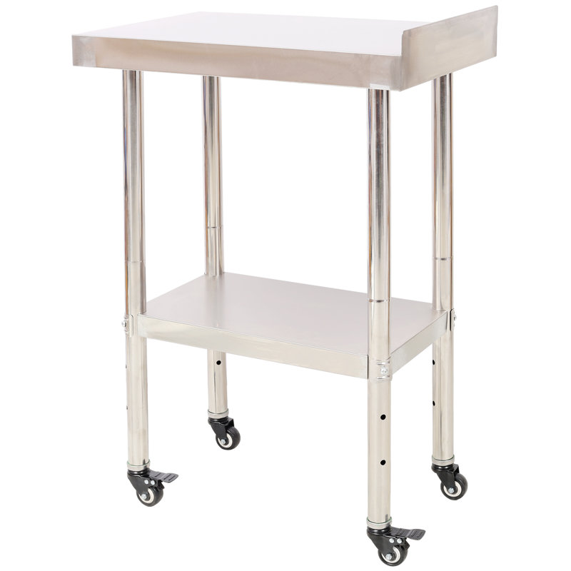 Commercial Grade Stainless Steel Prep Table with Adjustable Undershelf & Locking Casters