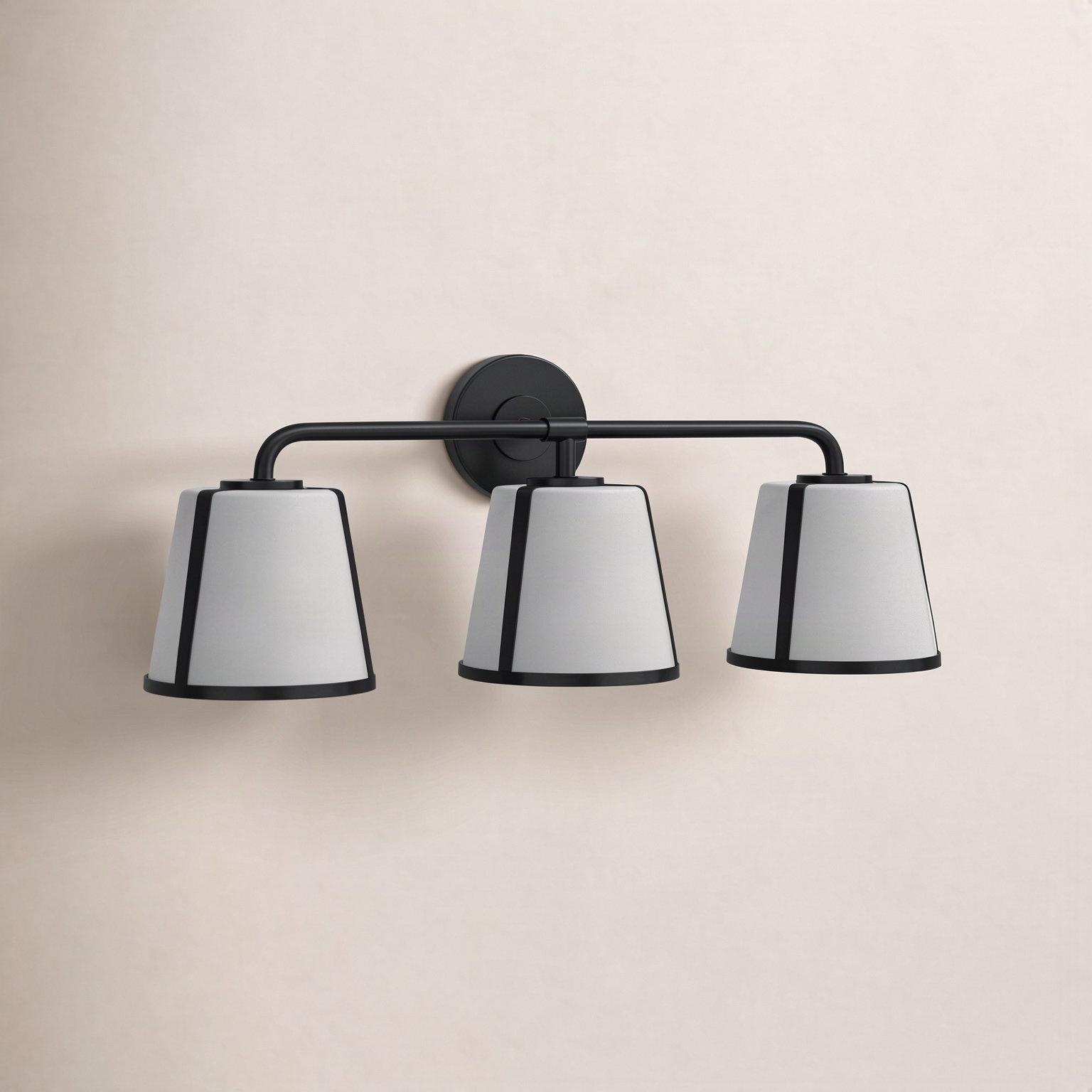Marietta 3 Light Frosted Vanity Light, Black