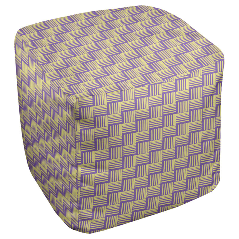 Repose-pieds cubique à rayures classic basketweave, Mauve / jaune
