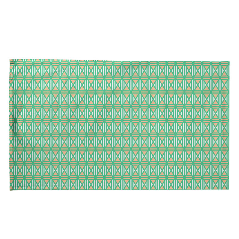 Torchon Gady, Orange / Vert, Sergé de coton
