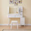 Bureau de maquillage avec miroir, lumières DEL, 4 tiroirs et tabouret