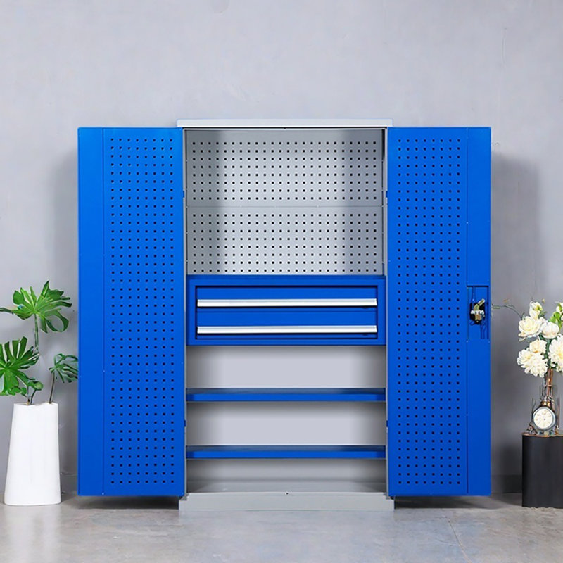 Multi-functional Large Capacity Garage Lockers, Blue/White