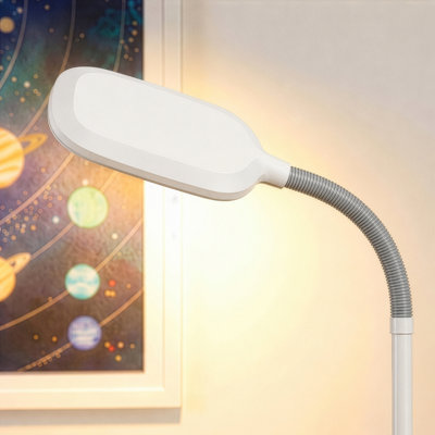 Lampe sur pied à DEL à intensité variable de 53 po avec tête de col de cygne réglable en hauteur Litespan