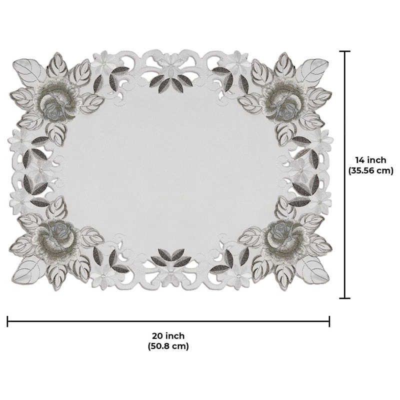 Ensemble de napperons luxueux avec motif floral brodé Alois