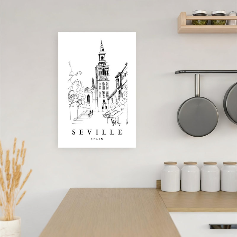 Seville Giralda Tower Abstract Contemporary Architecture City Wall Art Print 1 Piece Wrapped Canvas Wall Art