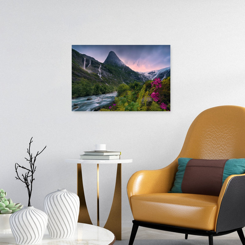 Paradis, Norvège, fleur abstraite contemporaine, impression d'art mural, H 16 po x l 24 po