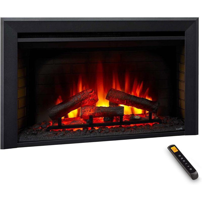 Black Electric Fireplace with 5000 BTU, 23.25" H x 35" W x 11.25" D