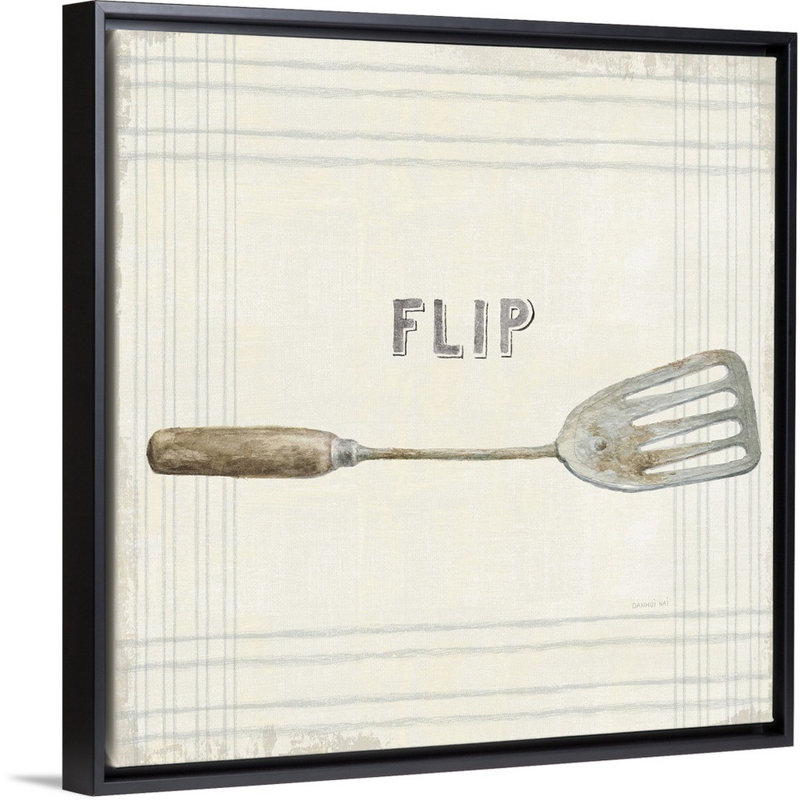«Floursack Kitchen Sign I» par Danhui Nai, reproduction sur toile, Cadre flottant noir, H 32 po x l 32 po x P 1,75 po