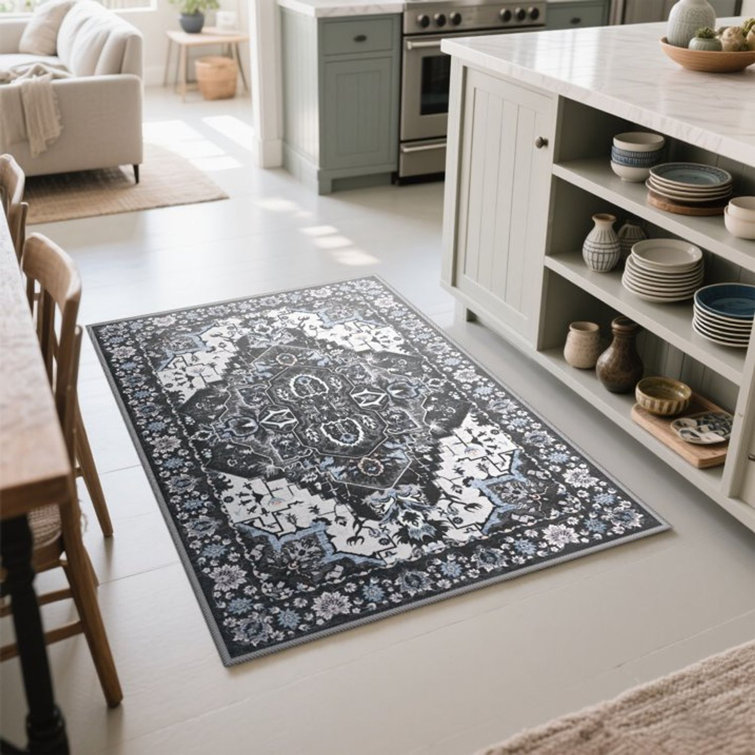 Straub Large Tranditional Rugs Living Room Rug Washable Bedroom Rug Non-Slip Colorful Vintage Accent Floor Carpet For Home DecorBlack