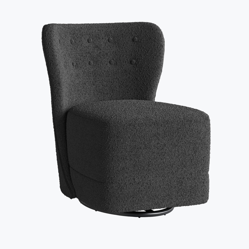 Ikram Upholstered Swivel Side Chair, Dark Gray Polyester