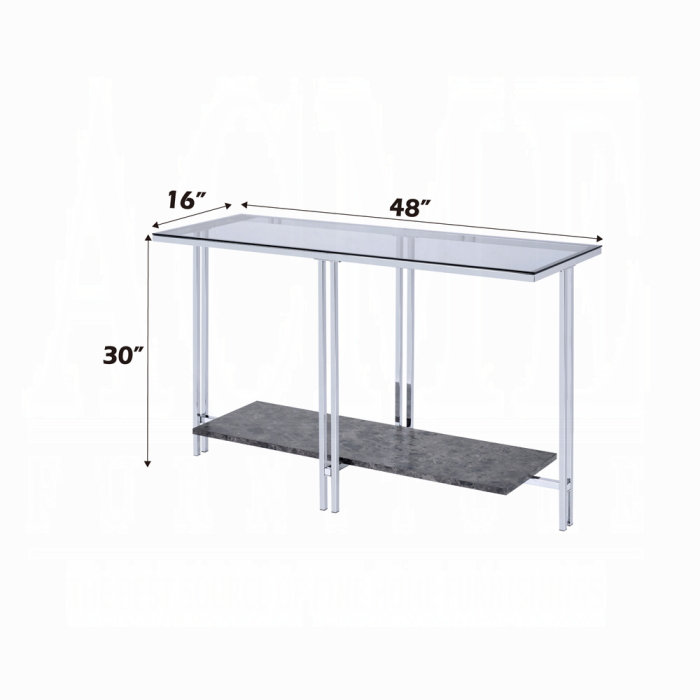 ACME Liddell Sofa Table, Chrome & Glass
