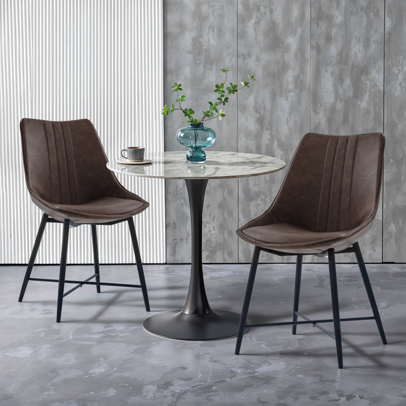 Chaise en cuir Grabill, Brun