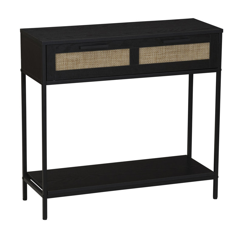 Table de console tressée, Plateau noir / base noire