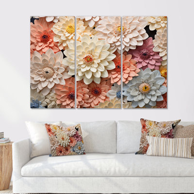 Sunlit Blooms Zinnias Flowers - Zinnias, ensemble d'art sur toile