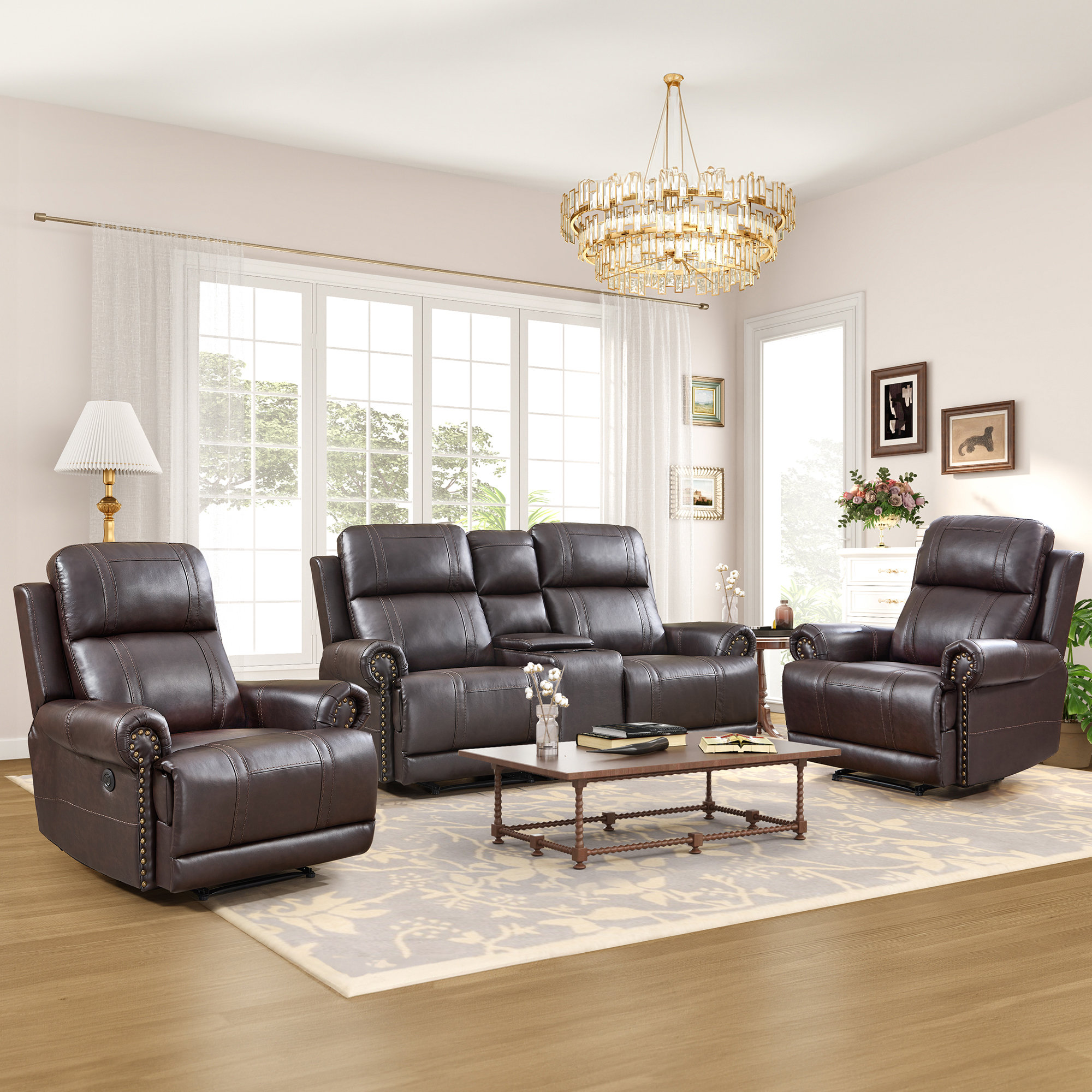 Red Barrel Studio® Dulles 3-Piece Power Reclining Living Room Set (2 ...