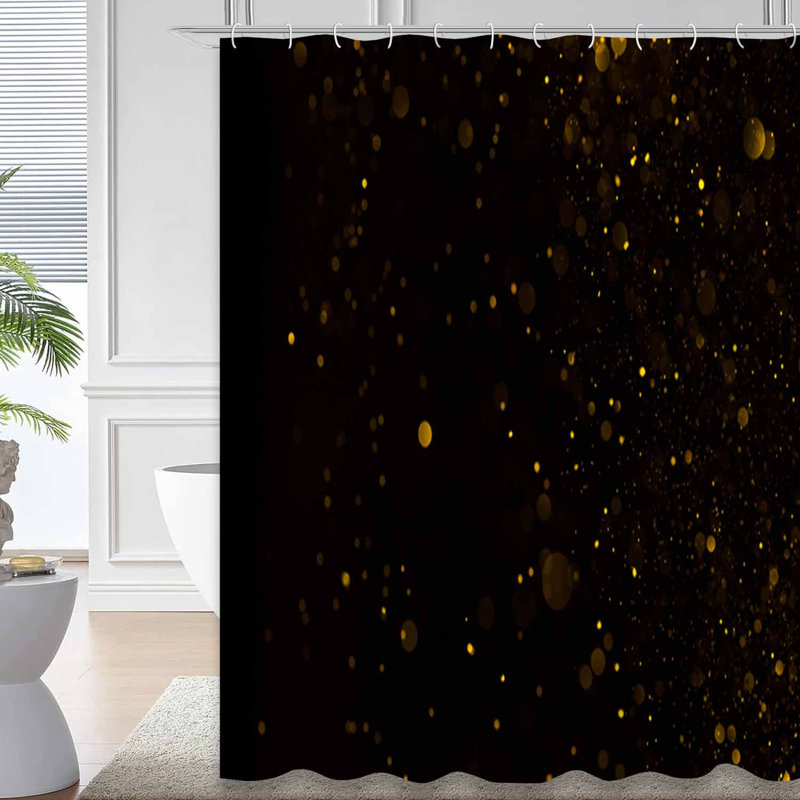 Rideau de douche Dark Bling Luxury Abstract Night Celebration avec 12 crochets, L 72 po x l 78 po