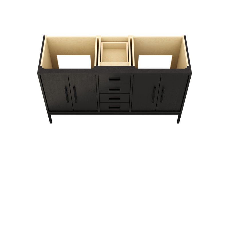 Rift White Oak Double Bath Vanity, 60", Classic Black, Matte Black