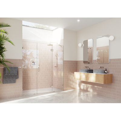Stellar 73.75 in. W x 78 in. H Fully Frameless 3 Panel Inline Glass Hinged Shower Enclosure
