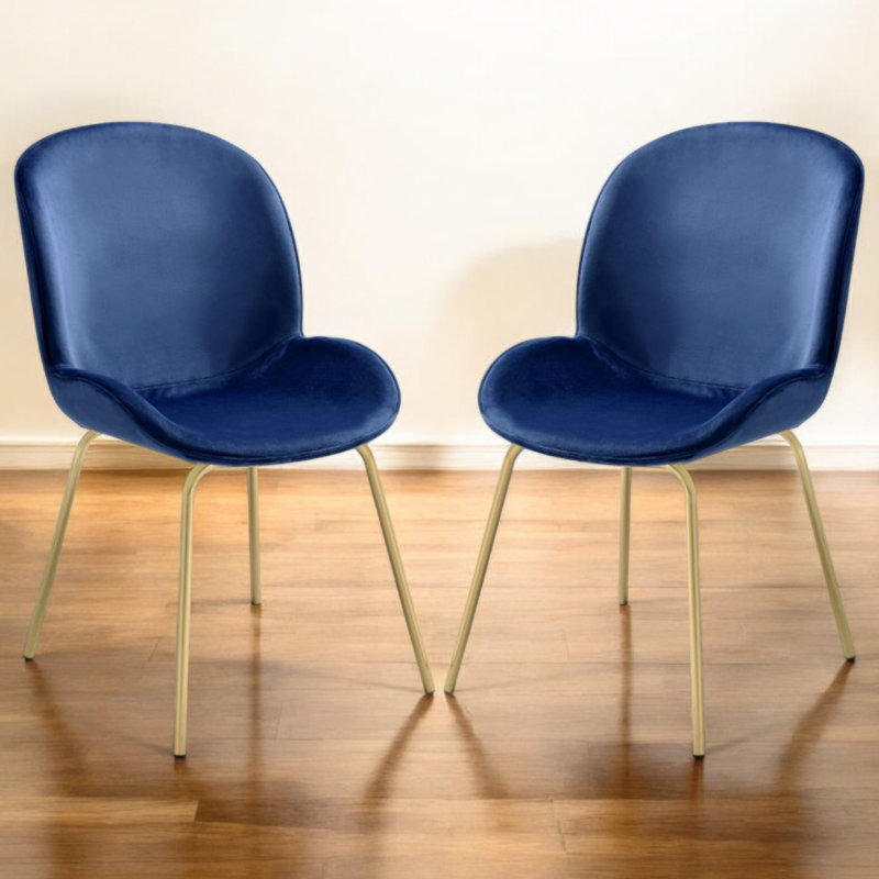 Chaise d'appoint Endear Blue Velvet & Gold (ensemble de 2)