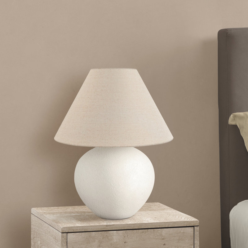 H 16 po, lampe de table, abat-jour crème, céramique crème, contemporain, illuminez votre bureau, votre salon ou votre chambre à coucher, lampe de table