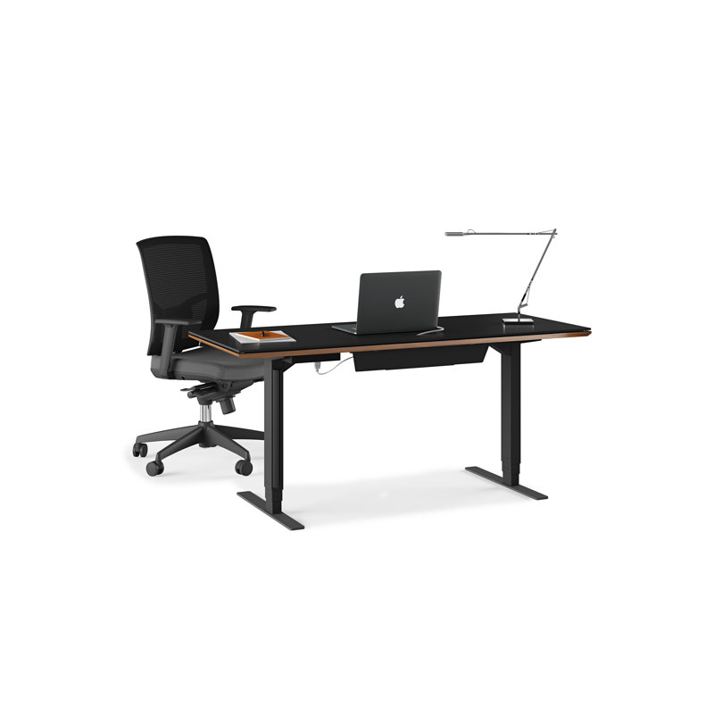 Sequel 20 Glass Writing Desk, Natural Walnut, 24" H x 66" W x 30" D