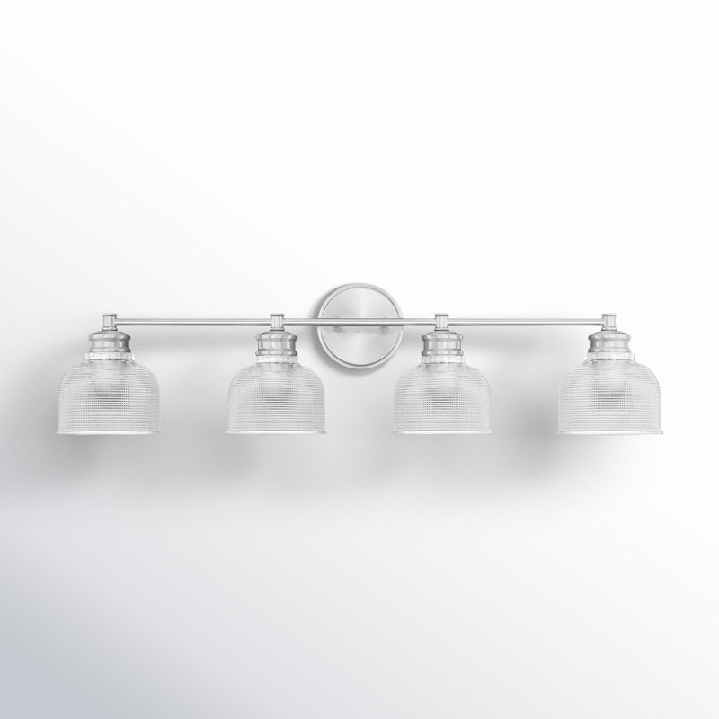 Besima 4-Light Hammered Glass Dimmable Vanity Light, Brushed Nickel