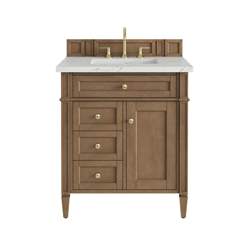 Brittany 30'' W Single Vanity, Ethereal Noctis, 8" Widespread, Pecan