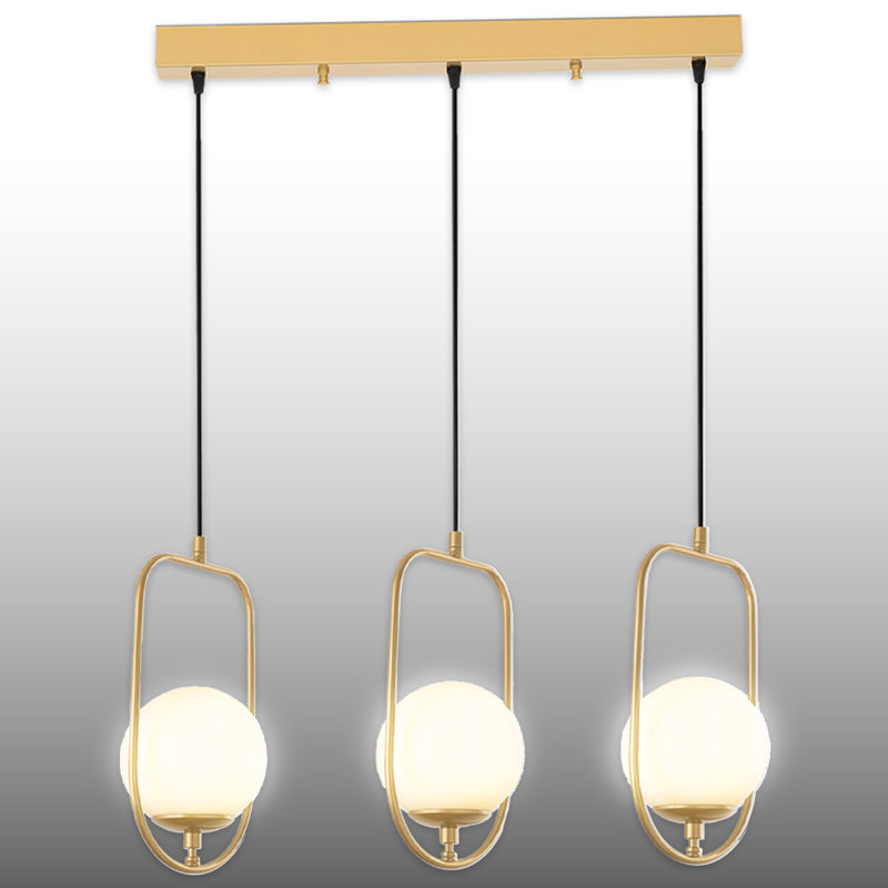 Luminaire suspendu pour îlot de cuisine 3 lumières à hauteur réglable, Doré