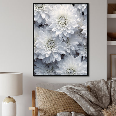 Collage blanc pur - Chrysanthèmes, impressions sur toile