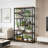 Sophisticated Geometric Design Display Shelf, Spacious And Freestanding Bookshelf With Durable Metal Frame And Rustic Brown Board-523934152-523934153