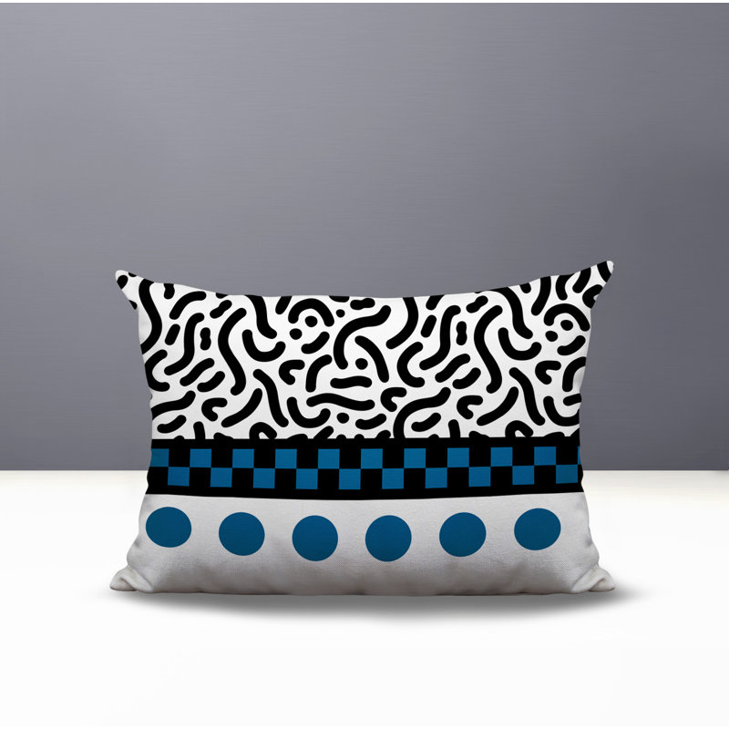 Oreiller rectangulaire réversible intérieur / extérieur Kixie, Rectangulaire H 14 po x l 20 po, Turquoise