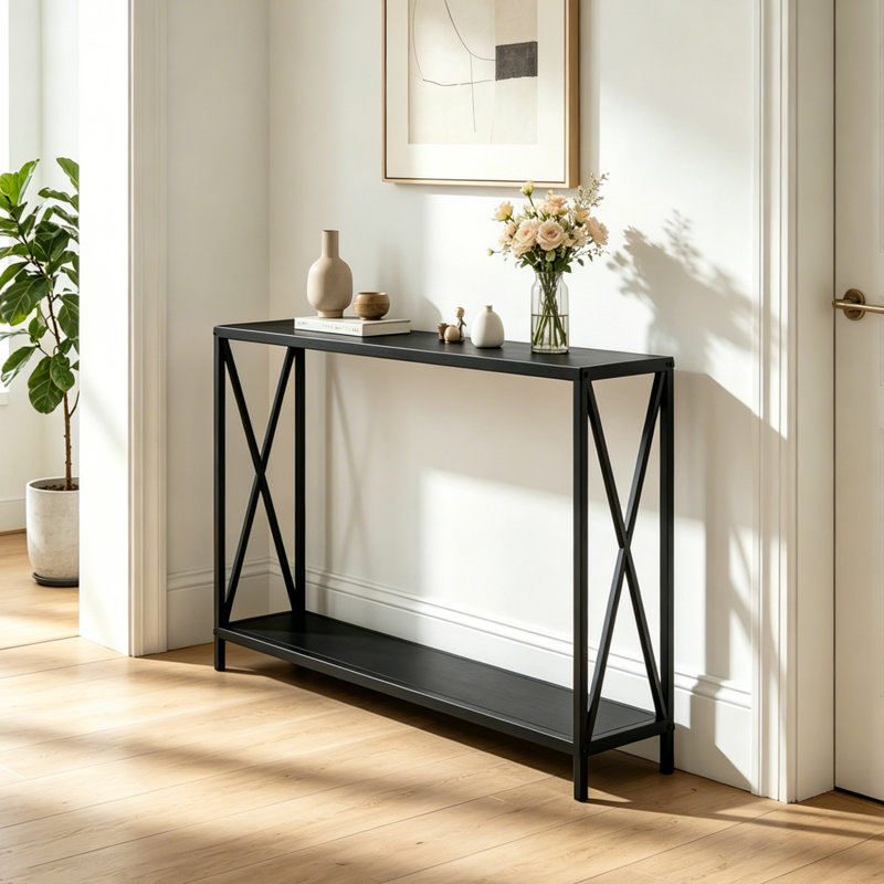 Germantown Console Table, 29" H X 43.3" W X 9" D, Black
