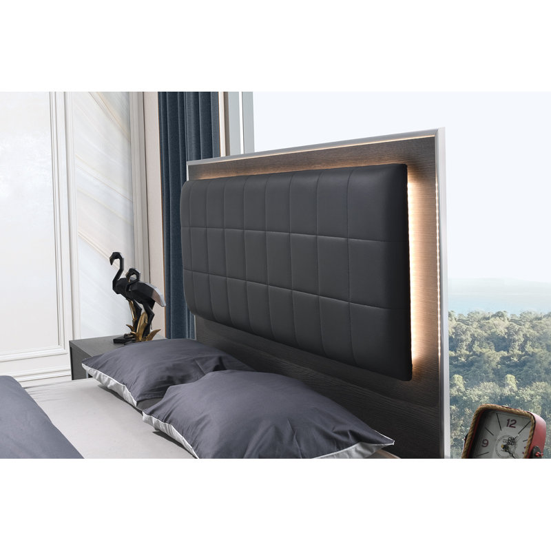 Delinda Upholstered Slat Bed, Matte Gray, Queen
