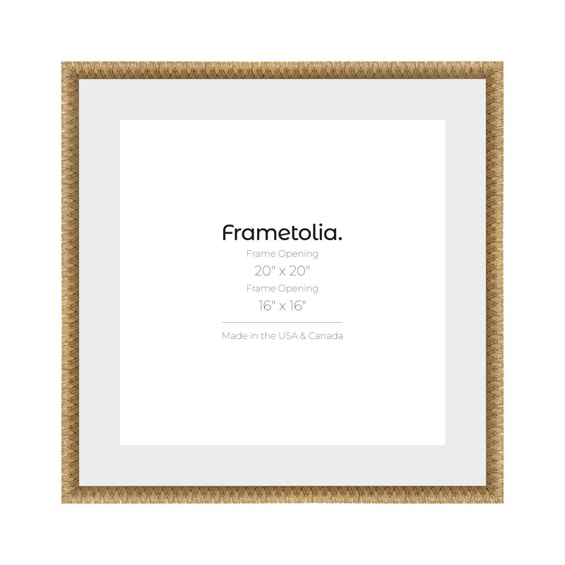 Frametolia Art Deco Wall Frame - 7/8" Width - Narrow Mat, Gold, 20" x 20"