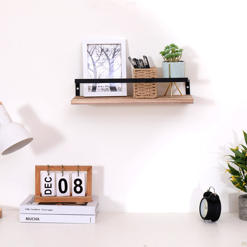 Floating Shelves, Long Wall Shelves Set Of 2, Wall Mounted Shelves With Brackets