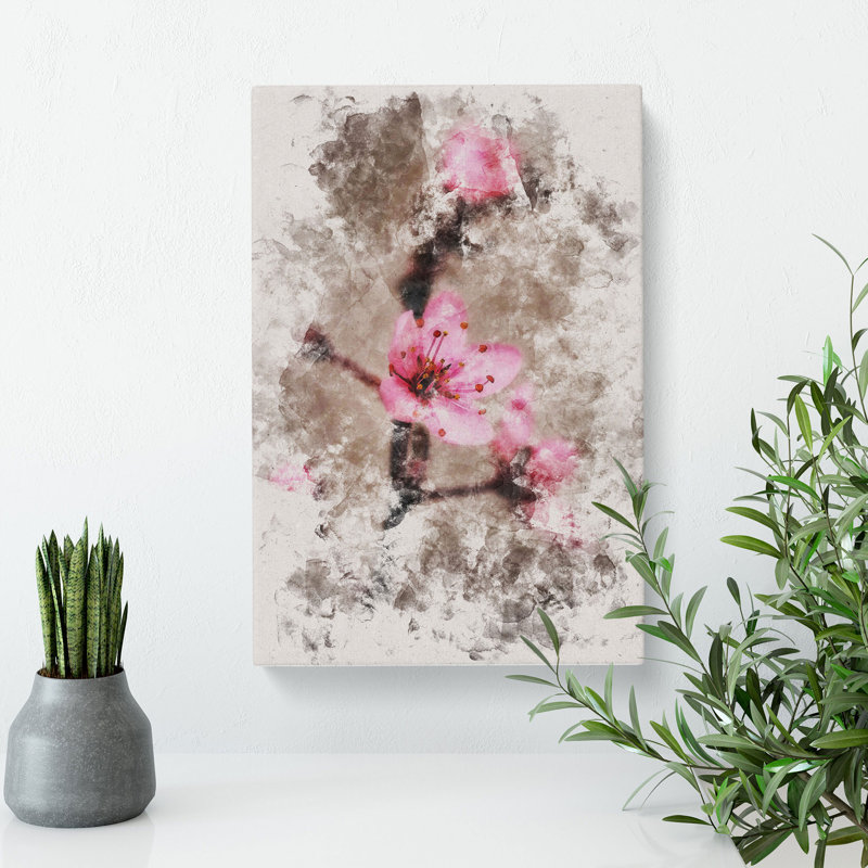 Pink Cherry Blossom Flowers Vol.1 - Wrapped Canvas, 76cm H x 50cm W x 3cm D
