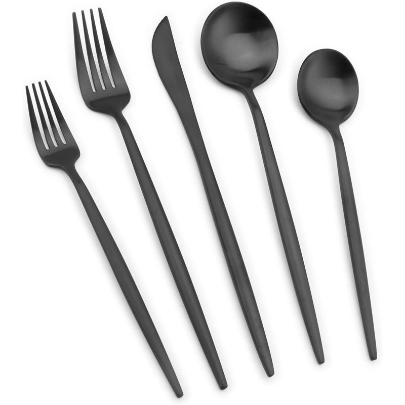 Ensemble de couverts 30 pièces en acier inoxydable, ensemble de couverts mat pour 6 personnes, durable et lavable au lave-vaisselle, conception moderne pour un usage quotidien et les repas formels