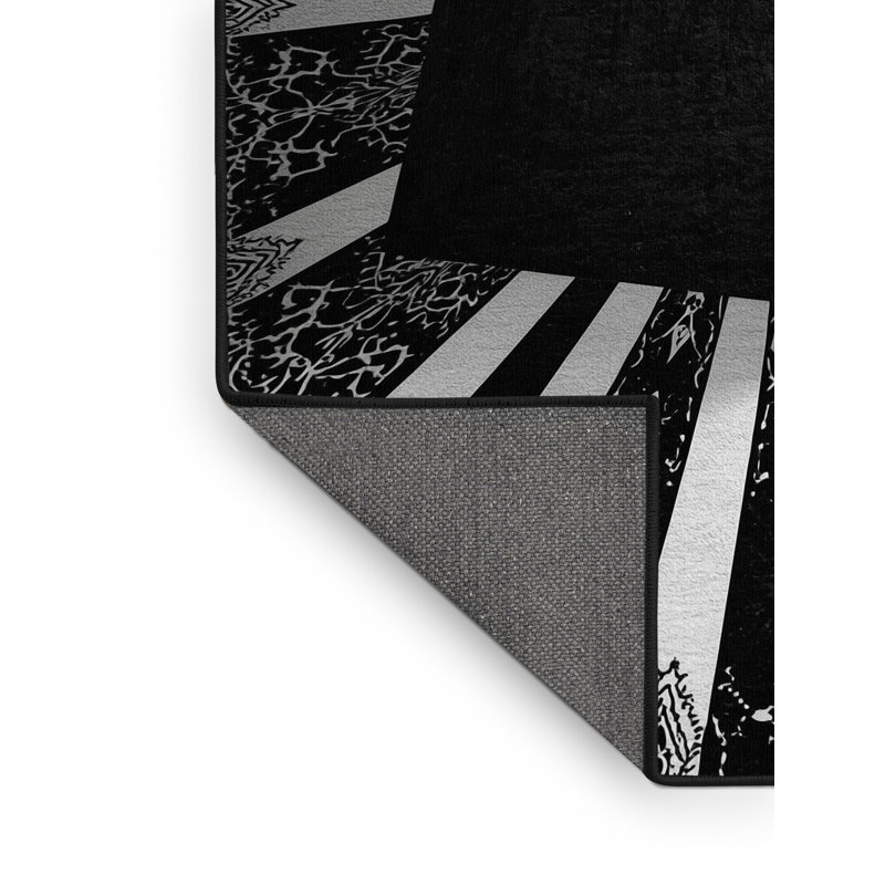 Soft Plush Queanbeyan Mecca Kaaba Classic Oriental Area Rug in Gray – Black Binding, 8x12