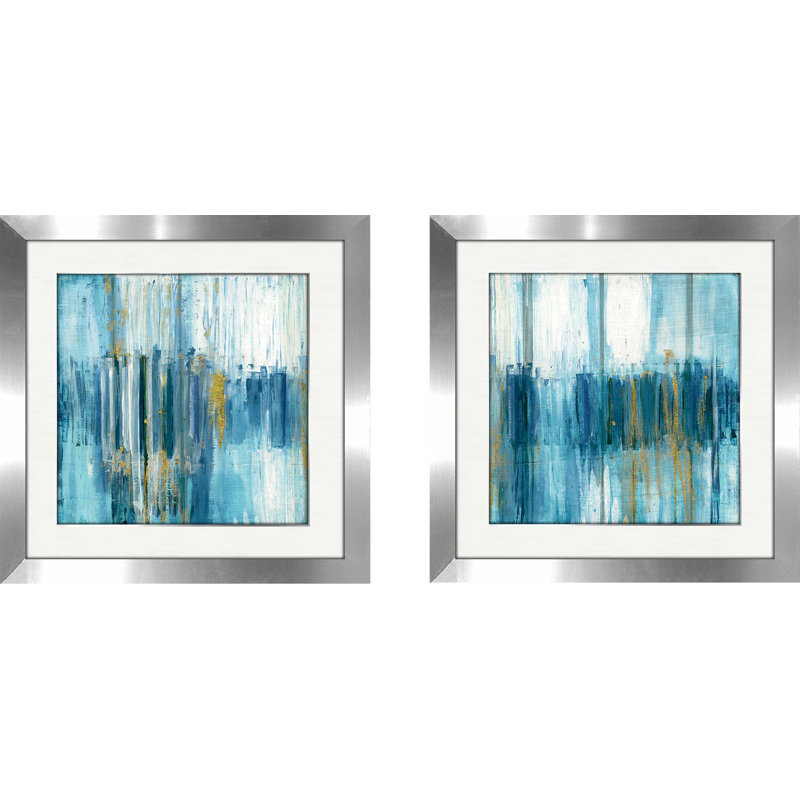 «Saturnia», ensemble de 2 reproductions d'art encadrées, H 16,5 po x l 33 po x P 1 po, Blanc mat