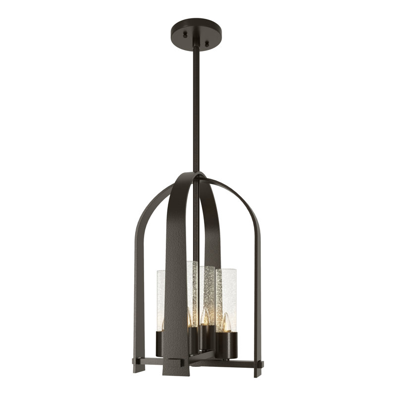 Triomphe 4 - Light Outdoor Hanging Lantern, Coastal Oil Rubbed Bronze, Seeded Clear