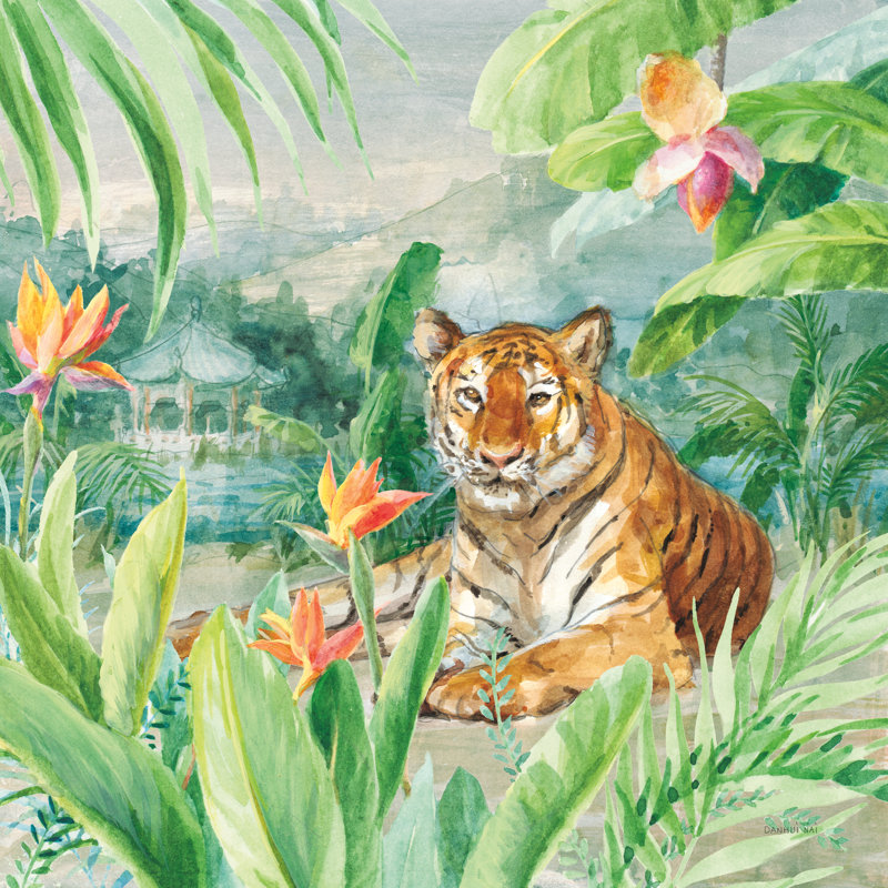 Lounging Tiger by Danhui Nai - Wrapped Canvas Painting, 122cm H x 122cm W x 3.8cm D
