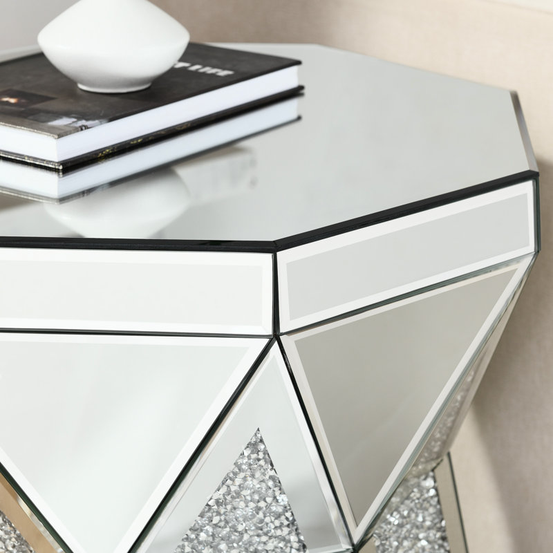 Table basse de 23,28 po de hauteur, table de décoration moderne chic pour le salon avec plateau en miroir, choix élégant
