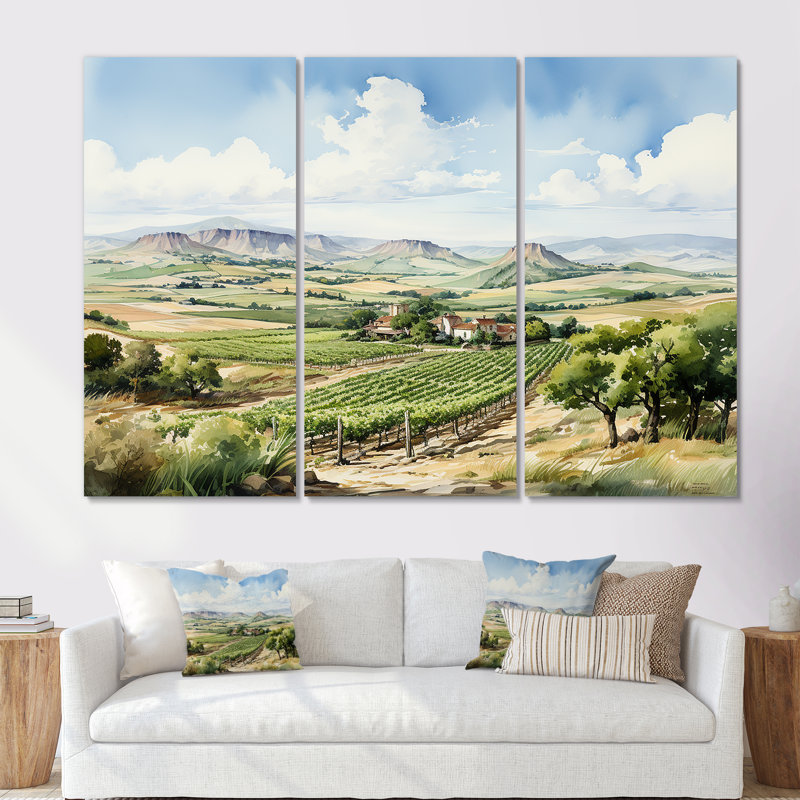 Ensemble de salon Vineyard Scenery Landscape Beauty I - Vineyard Wall Art, Toile tendue, H 28 po x l 36 po x P 1 po