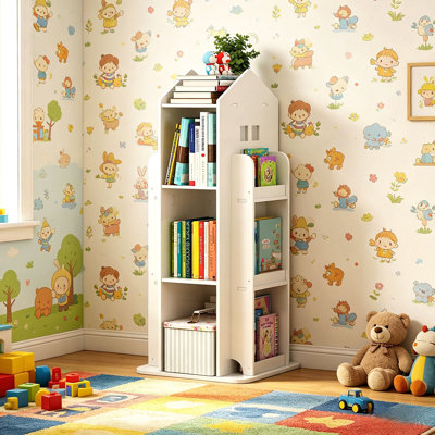 4-Tier Rotating Bookshelf, 360° Display Book Shelf, Floor Standing Bookcase, Children's Bookshelves for Bedroom, Living Room, Study Room