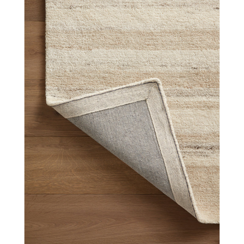 Ivory and Sand Hand-Tufted Wool Square Rug Sample