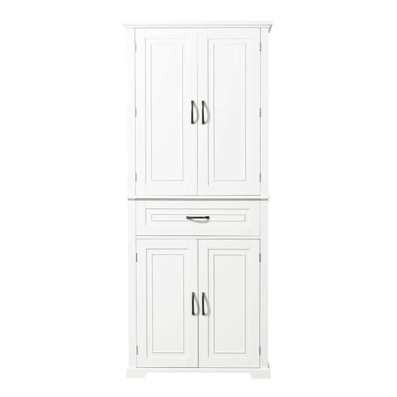 Armoire blanche pour le rangement et l'organisation - Portes, tiroir, tablette réglable haute avec porte, Blanc