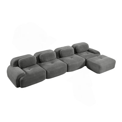 4-Seat L-Shaped Sofa With High-Resilience Sponge, Anti-Slip Design, And Extra-Wide Curved Armrests For Versatile Living Spaces
