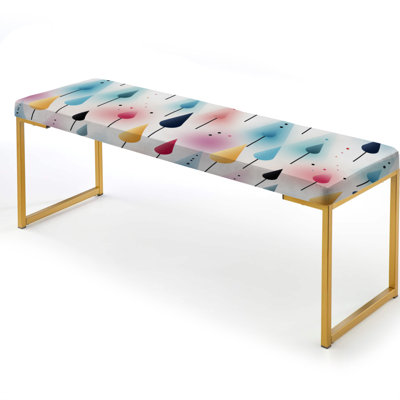 Pastel Scandinavian Geometric Shapes - Geometric Upholstered Gold Bench